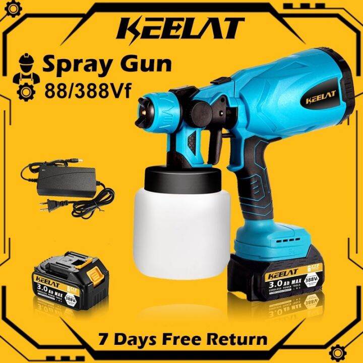 KEELAT Orig Cordless Electric Spray Gun Portable Polyurethane Water