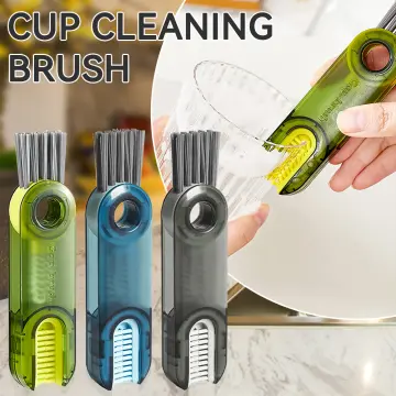 4 In 1 Bottle Gap Cleaner Brush Multifunctional Cup Brush Long Handle Brush  No Dead-end Cleaning Brush Kitchen Cleaning Tools