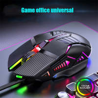 เหมาะกับการทำงานแบบมีสายเมาส์สำหรับเล่นเกม USB เมาส์คอมพิวเตอร์เล่นเกม RGB Mause Gamer เมาส์6ปุ่ม LED เงียบหนูสำหรับแล็ปท็อปพีซี