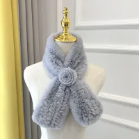 Real Fur collar Scarf Natural Rex Rabbit Fur Cross Thickening Knitted Winter Female Women Scarf