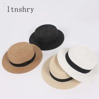 2019 new women 39;s hat Ribbon Straw Sun Hat Breathable Large Brim Beach Summer Boater Beach Ribbon Round Flat Top Hat For Women