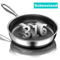 สแตนเลสกระทะทอดของ Schnesland กระทะก้นลึกกระทะรังผึ้งสองด้าน316