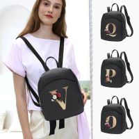 Women Mini Backpack Shoulders Samll School Bag for Girl Crossbody Bag Backpacks Book Bag Gold Letter Series Pattern Shopper Bag 【AUG】