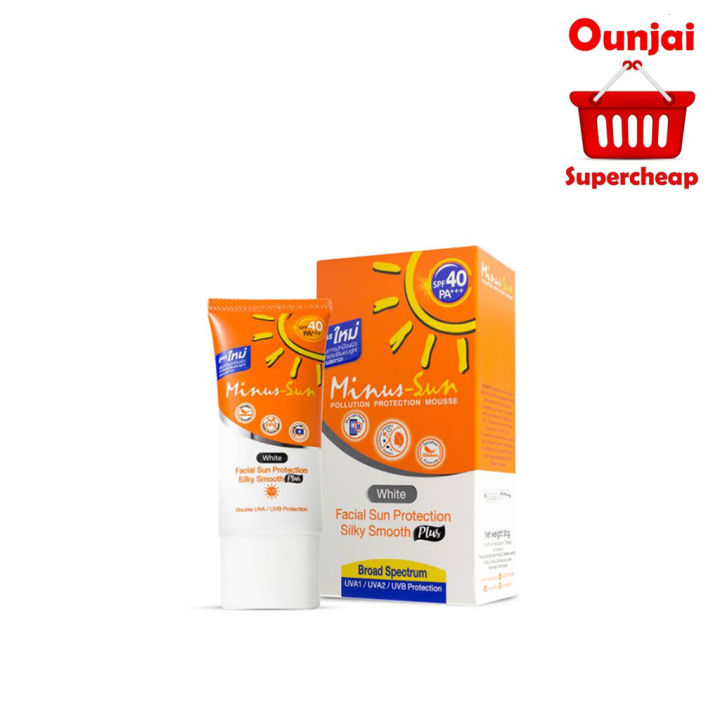 โฉมใหม่-minus-sun-spf-40-pa-facial-sun-protection-ครีมกันแดด-เนื้อดุจใยไหมสำหรับผิวหน้า-ขนาด-30-g-สีเนื้อ-สีขาว