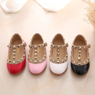 2020 New Spring Summer Autumn Design Kids Leather Shoes Rivets Girls Shoes Princess School Toddler Mary Jane Dress Shoes D02111