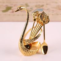 New Swan Holder Rack Fruit Fork Coffee Stirring Spoon Kitchen Fashion Creative Metal Craft Tableware Spoon Set Decorative Craft