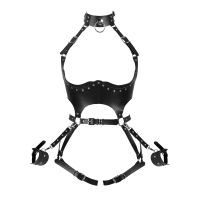 【CW】♝●  Adjust Leather Handcuffs Bodysuit Bondage Harness Pole Punk Leg Garter Hollow Chest