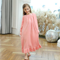 Girls Flannel Fleece Autumn Winter Children Long Princess Warm Nightdresses Girls Nightgown Children Long Sleeve Pajamas