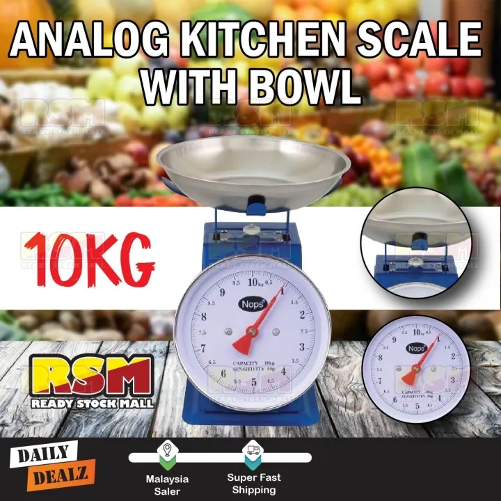 Kitchen Scale 10kg Measuring Analog Scale Spring Balance With Bowl ...