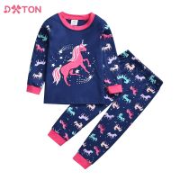 DXTON Kid Cartoon Clothes Sets Nighty Pajamas for Autumn Spring Unicorn Print Tees and Pants Suits Pyjamas Kids Pijamas 2 Pcs