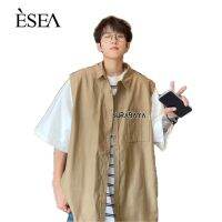 ∈ ESEA เสื้อเชิ้ตผู้ชาย สไตล์ญี่ปุ่น cityboy หล่อ ไฮเอนด์ ไม่เป็นทางการ ปลอม 2 ชิ้น ประกบ บาง หลวม