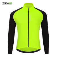 WOSAWE Mens Cycling Jersey Running Shirt Riding Long-sleeved Spring Autumn Mens Outdoor Sports Breathable Fitness GYM Jerseys