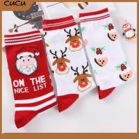 CUCU Xmas Gift Comfortable Winter Warm Stockings Santa Claus Elk Christmas Socks Cotton