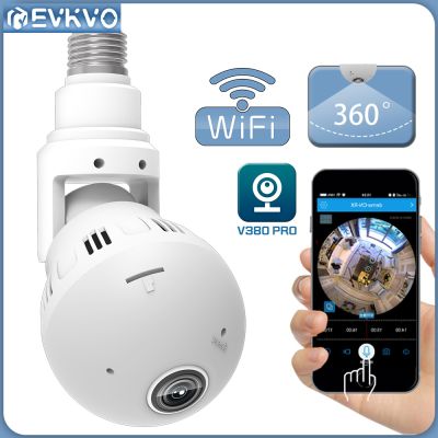 EVKVO 3MP 360 ° พาโนรามา Wifi หลอดไฟกล้อง Night Vision Home Security วิดีโอเฝ้าระวัง Fisheye โคมไฟกล้อง IP V380