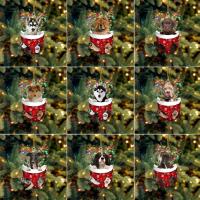 Cute Dog Christmas Tree Decoration Dog Socks Christmas Pendant Holiday Party Decorations Gifts W4U7