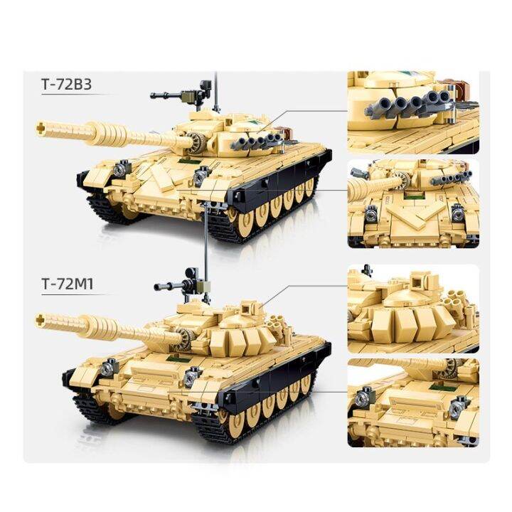 2ใน1แบบทหาร-wwii-t72b3-t72m1หลักรถถังประจัญบานเครื่องประดับสะสมบล็อกตัวต่ออิฐของเล่น