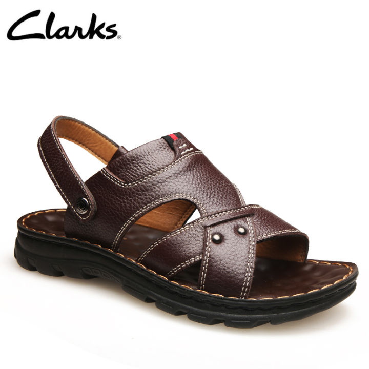 clarks-ผู้ชายรองเท้าแตะหนังแท้รองเท้าแตะกันลื่นรองเท้าแตะพื้นนุ่มกลางแจ้ง