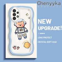 Chenyyka เคส A04s A13กาแลคซี5G ลายการ์ตูนหมีดีไซน์ใหม่ขอบคลื่นครีมโปร่งใสลายกล้องถ่ายรูปเคสมือถือกันกระแทกแบบใสนุ่มเรียบง่ายฝาครอบป้องกันอ่อนโยน