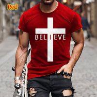 2023 NEWJesus เสื้อยืด Cross 3D พิมพ์ผู้หญิงผู้ชาย Tshirt เสื้อลำลอง I Believe God Christian Tops