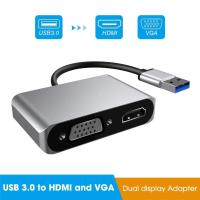 ตัวแปลงกราฟิกวิดีโอ1080P สำหรับจอมอนิเตอร์หลายจอ Windows 7/8/10 5อะแดปเตอร์ Gbps Usb 3.0ถึงอะแดปเตอร์ Hdmi Vga Mac Os แปลง Usb เป็น Hdmi Vga P