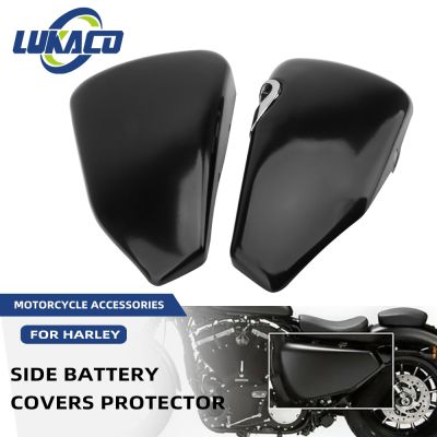 ที่ฝาครอบแต่งรถแบตเตอรี่ด้านซ้ายของมอเตอร์ไซค์มอเตอร์ไซค์วิบากปกป้องป้องกันด้านขวาสำหรับ Harley Sportster XL883 XL1200 X48 2014-2021 2022