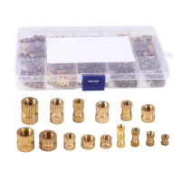 330Pcs Female Thread Knurled Nuts M2 M3 M4 M5 Brass Threaded Insert Round Injection Moulding Knurled Nuts Assortment Kit