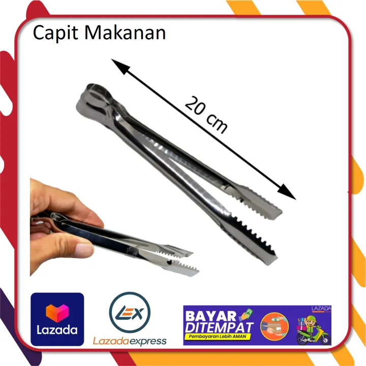 Capit Penjepit Makanan Stainless Steel Model Buaya 20cm Bbq Salad