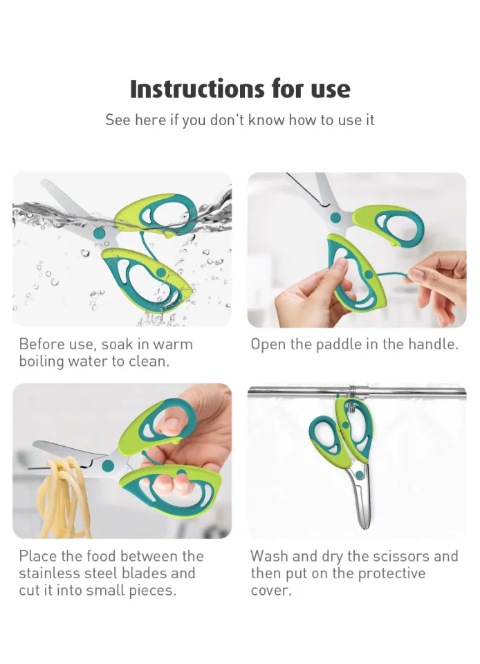 Hogokids Baby Food Scissors with Cover (Stainless Steel)