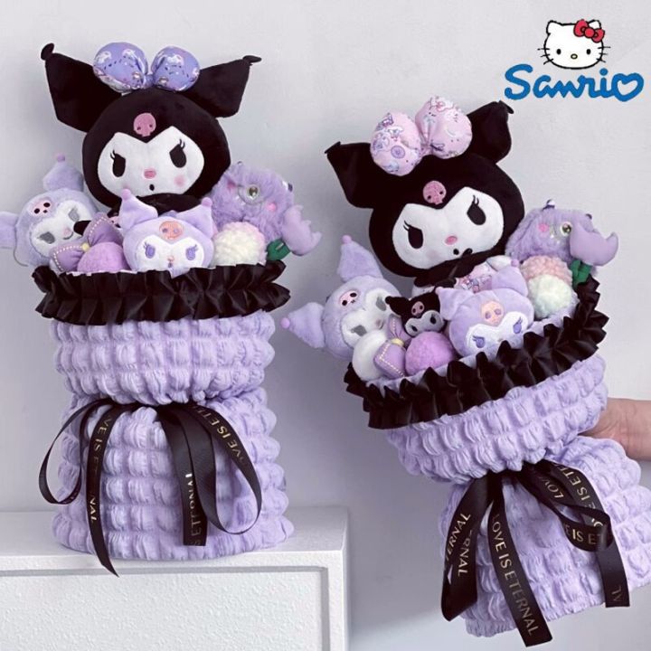 sanrio-kuromi-ช่อดอกไม้ผ้ากำมะหยี่-cinnamoroll-ช่อดอกไม้อะนิเมะน่ารักของเล่นของขวัญวันครบรอบสาวน่ารัก