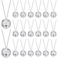 【LZ】☑๑ஐ  10 Pçs/Set Espelho Disco Ball Colares 70s 80s 90s Disco Party Ball Silver Favor Decoração Traje Acessórios Dança Suprimentos