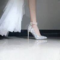 ute couture burstg high heels weddg shoes bri shoes ma weddg dress pearl gentle adult ceremony tiptoe tired -GGX23722☒