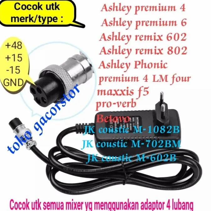 adaptor mixer mikser 4 pin lubang Ashley premium Phonic betavo Lazada