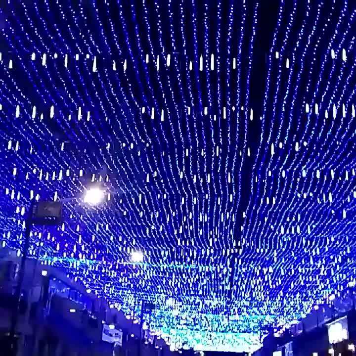 CE UL Solar Meteor Shower Lighting Chain Christmas Lights Hanging Tree