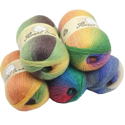 100g Each Piece of Rainbow Single-strand Dyed Thread Gradient Color Pure Wool Thread Soft and Warm Hand-woven Shawl Scarf Hat
