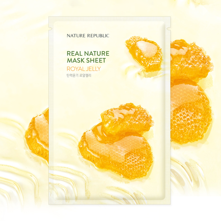 nature-republic-real-nature-royal-jelly-mask-sheet-23ml-มาส์กหน้าบำรุงผิว-สูตรนมผึ้ง-ต่อต้านริ้วรอย