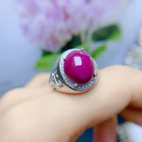 Natural large particle ruby mens ring 925 sterling silver 10 carat pigeon egg