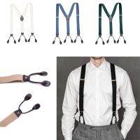 ปาร์ตี้หนังตัดปลายปุ่ม Vintage Braces Suspenders กางเกงสายรัดเข็มขัด Elastic Braces ปรับสายคล้องคลิป-VXCB MALL