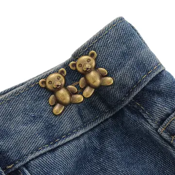 2Pcs Bear Shaped Adjustable Jean Button Waist Buckle Snap Pants