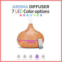 Aroma Diffuser เครื่องพ่นไอน้ำอโรม่า ขนาด 550ml LED Light พร้อมรีโมทควบคุม สีไม้สว่าง (Light wood)