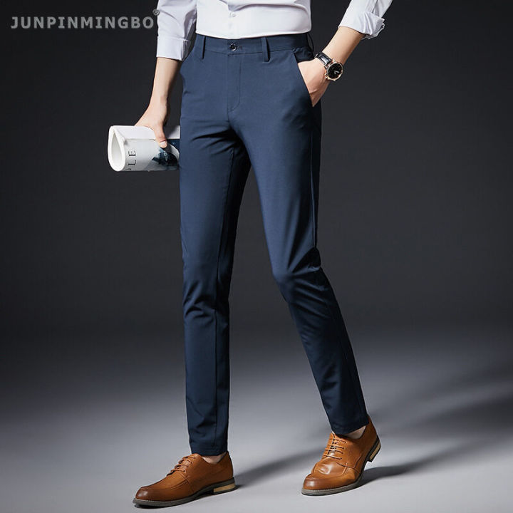junpinmingbo-กางเกงสูทธุรกิจทางการ2023คุณภาพสูงผ้ายืดหยุ่นได้ดี-กางเกงลำลองสำหรับคนทำงานบางพอดีสำนักงานระบายอากาศได้ดี