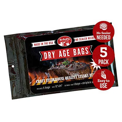 DryAgePro® Dry Age Bags for Meat, Bag Size 12” x 24” for Ribeye Steak