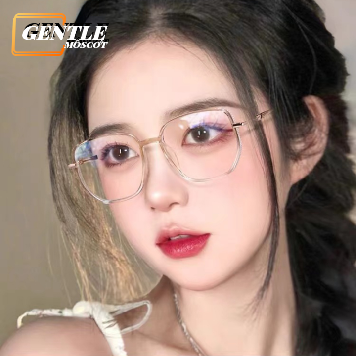 Gentle Moscot 2023 New Polygon Anti Blue Glasses Women Korean Fashion Flash Tr90 Ultra Light 8215