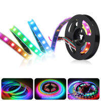 WS2812B RGB 5050SMD ส่วนบุคคลแอดเดรส 16.4ft ที่มีความยืดหยุ่นสีดำ PCB สีเต็มรูปแบบ LED พิกเซลแถบฝันสี IP67 กันน้ำทำให้หน้าจอ LED LED ผนังเพียง DC5V