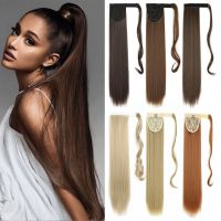 32inches Synthetic Ponytail Hair Extension Clip Fake Wig Hairpiece Blonde Wrap Around Pigtail Overhead Tail