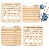 Knitting Needle Gauge Measuring Tool Wooden Knitting Gauge Converter Knitting Calculator Multifunctional Square Knitting