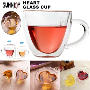 Heart Shaped Tea Cup Double Walled Insulated Glass Coffee Mug Valentine's  Day - China Glass Cup and Double Layer Glass Cup price