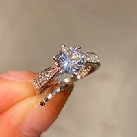 【▼Hot Sales▼】 TE4QDQ SPECIALTY STORE แหวนเพชรหกแฉกแบบคลาสสิกสำหรับผู้หญิงแหวนเพชร100% 925เงินสเตอร์ลิงแท้แหวนหมั้นแหวนแต่งงานโซลิแทร์วินเทจสำหรับผู้หญิง