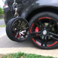 【hot】☸●☏  Car Keychain ring with Brake Discs Tire Chain Keyring fans