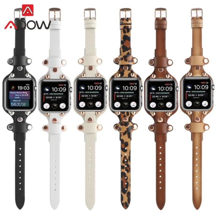 สายหนังแท้สำหรับ-apple-watch-iwatch-7-6-5-4-3-2-se-41mm-45mm-40mm-44mm-38mm-42mm-slim-women-rivet-replacement-band-belt