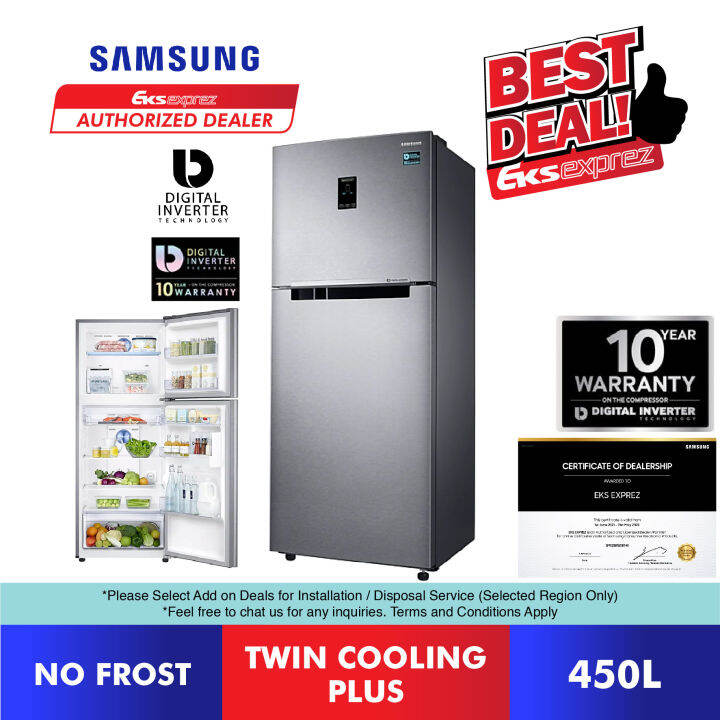 Samsung 2 Door Inverter Fridge (450L) RT35K5562SL/ME Top Mount Freezer